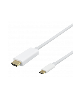 USB-C - HDMI cable DELTACO 4K UHD, gold-plated connectors, 2m, white / USBC-HDMI1021-K / 00140022