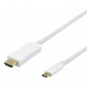 USB-C - HDMI cable DELTACO 4K UHD, gold plated, 2m, white / USBC-HDMI1021-K / 00140022 USB-C - HDMI cable DELTACO 4K UHD, gold plated, 2m, white / USBC-HDMI1021-K / 00140022