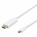 USB-C - HDMI cable DELTACO 4K UHD, gold plated, 2m, white / USBC-HDMI1021-K / 00140022 USB-C - HDMI cable DELTACO 4K UHD, gold plated, 2m, white / USBC-HDMI1021-K / 00140022