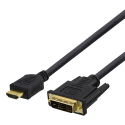 HDMI to DVI cable DELTACO 1080p, DVI-D Single Link, 3m, black / HDMI-113-K / 00100023