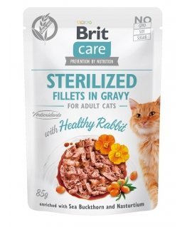Brit Care kaķu filejas mērcē, sterilizēts trusis 85g