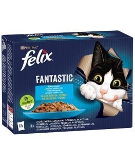 Felix Fantastic fish flavors in jelly with tuna, salmon, cod and flatfish - 340g (12x 85 g)