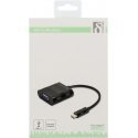 Deltaco USBC-VGA vaizdo kabelio adapteris C tipo USB VGA (D-Sub) Juoda