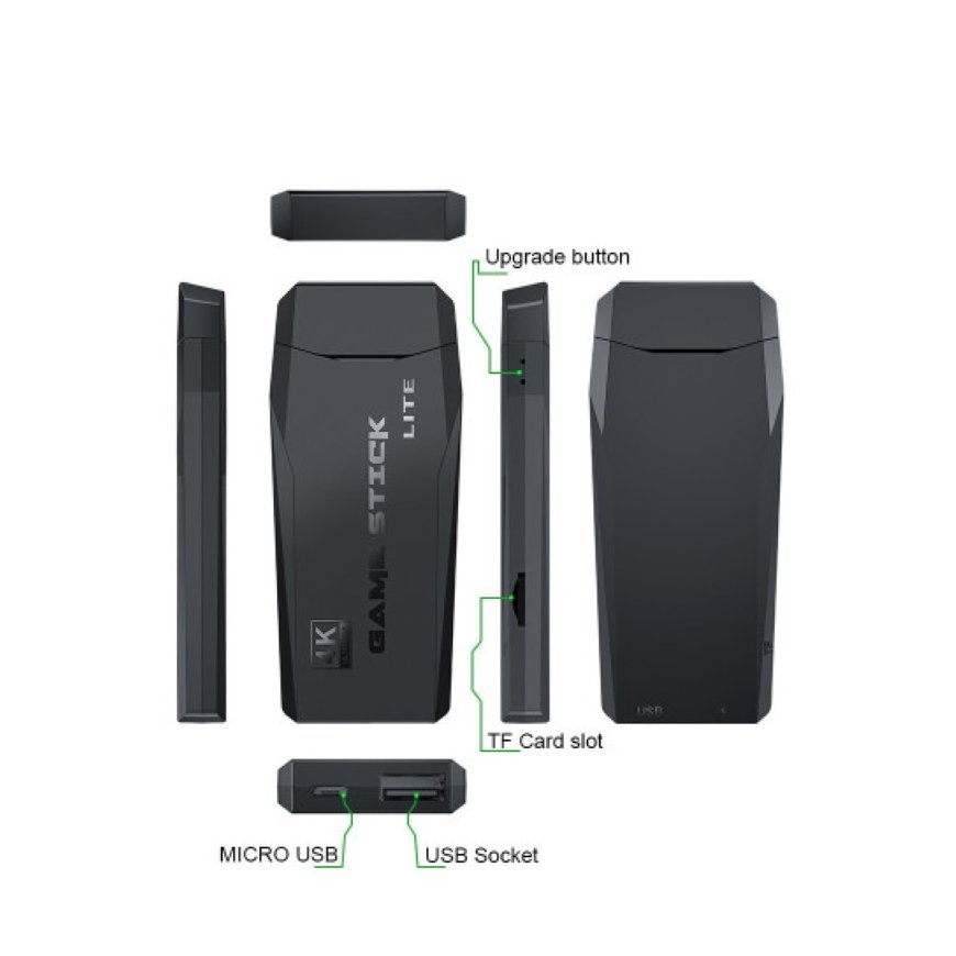 Riff PK-09 64GB TV Box HD 4K žaidimų HDmi Stick su 2x Wi-Fi valdikliais ir kelių platformų 8-64bit 4000 žaidimais – 2