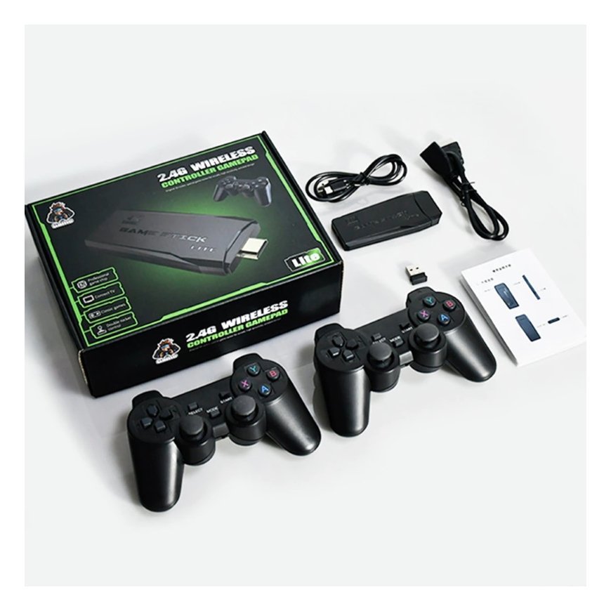 Riff PK-09 64GB TV Box HD 4K Game Hdmi Stick with 2x Wi-Fi Controllers & Multi Platform 8-64bit 4000 Games – 8