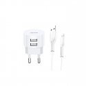 Usams US-T20 Komplekts 2in1 Apaļas formas & Kompakts Ātrs 2.1 USB tīkla lādētājs + USB uz Lightning 1m Kabelis Balta Usams US-T20 Komplekts 2in1 Apaļas formas & Kompakts Ātrs 2.1 USB tīkla lādētājs + USB uz Lightning 1m Kabelis Balta