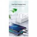 Usams US-T20 Set 2in1 Круглой формы Компактная Быстрая 2.1A Сетевая зарядка + USB на Lightning 1м Кабель Белый Usams US-T20 Set 2in1 Круглой формы Компактная Быстрая 2.1A Сетевая зарядка + USB на Lightning 1м Кабель Белый