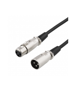 XLR audio cable DELTACO 3-pin male - 3-pin female, 26 AWG, 3m, black / XLR-1030-K / 00160003