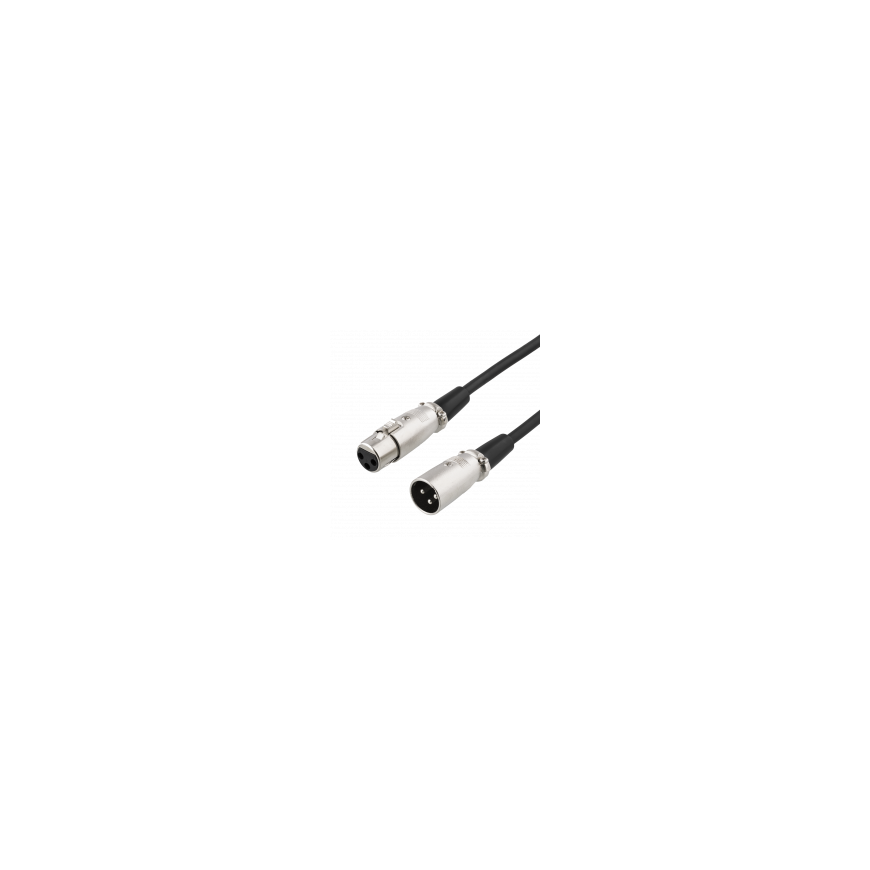 XLR audio cable DELTACO 3-pin male - 3-pin female, 26 AWG, 3m, black / XLR-1030-K / 00160003
