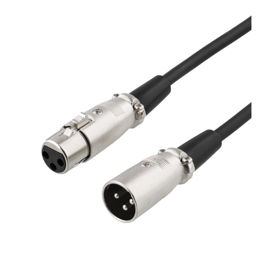 XLR audio cable DELTACO 3-pin male - 3-pin female, 26 AWG, 3m, black / XLR-1030-K / 00160003 – 2