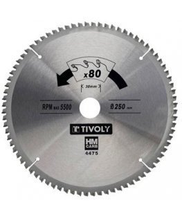 Circular saw for hardwood Tivoli 250x30mm 80T 3°, (20mm adapter)