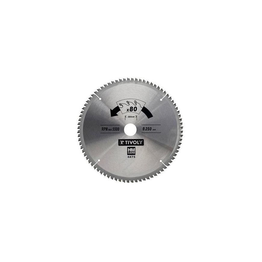 Circular saw for hardwood Tivoli 250x30mm 80T 3°, (20mm adapter)