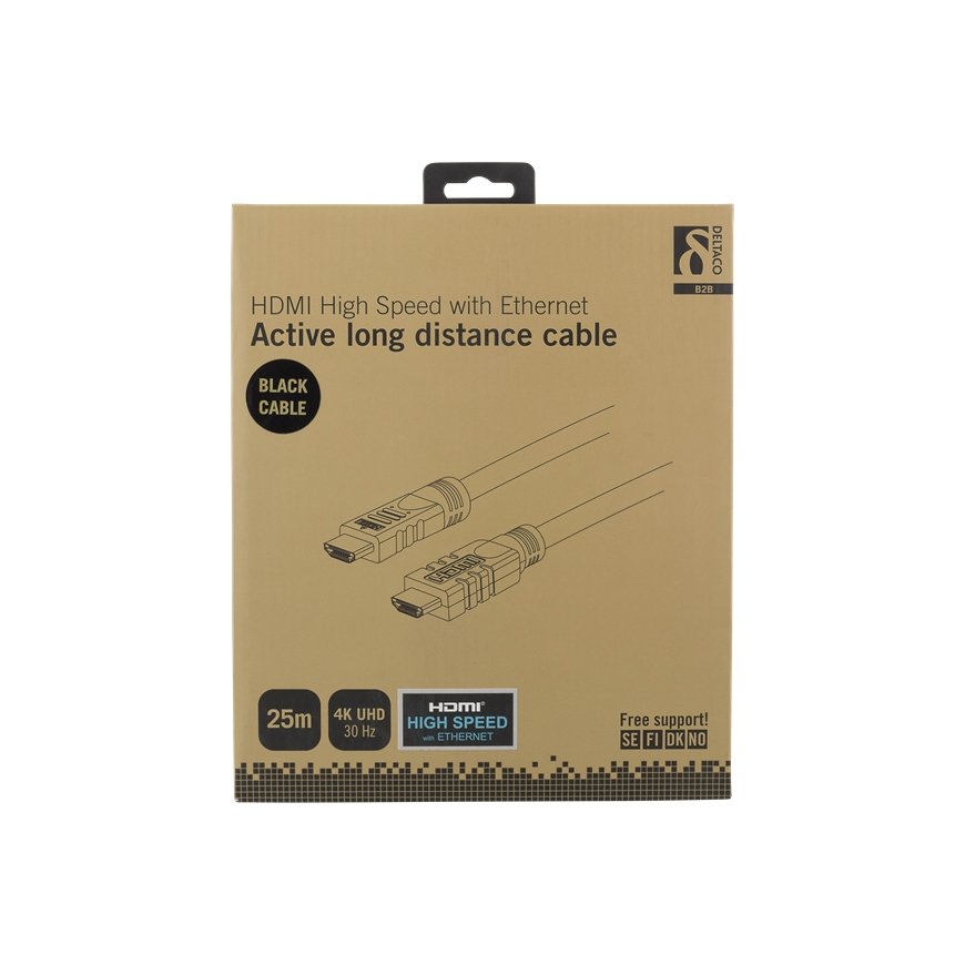Deltaco HDMI-1250 HDMI-kaabel 25 m HDMI tüüp A (Standard) Must