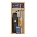 Opinel No. 08 Olive wood + sheath in pencil box Opinel No. 08 Olive wood + sheath in pencil box