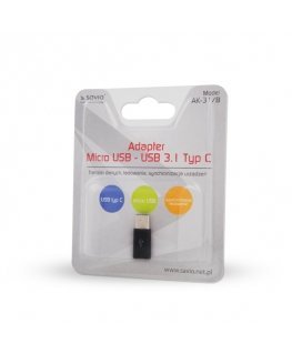 Savio AK-31/B kabeļu spraudņu pāreja USB 3.1 Type C Micro USB Melns