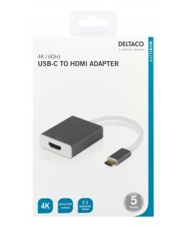 Deltaco USBC-HDMI9 видео кабель адаптер 0,2 m USB Type-C HDMI Серый