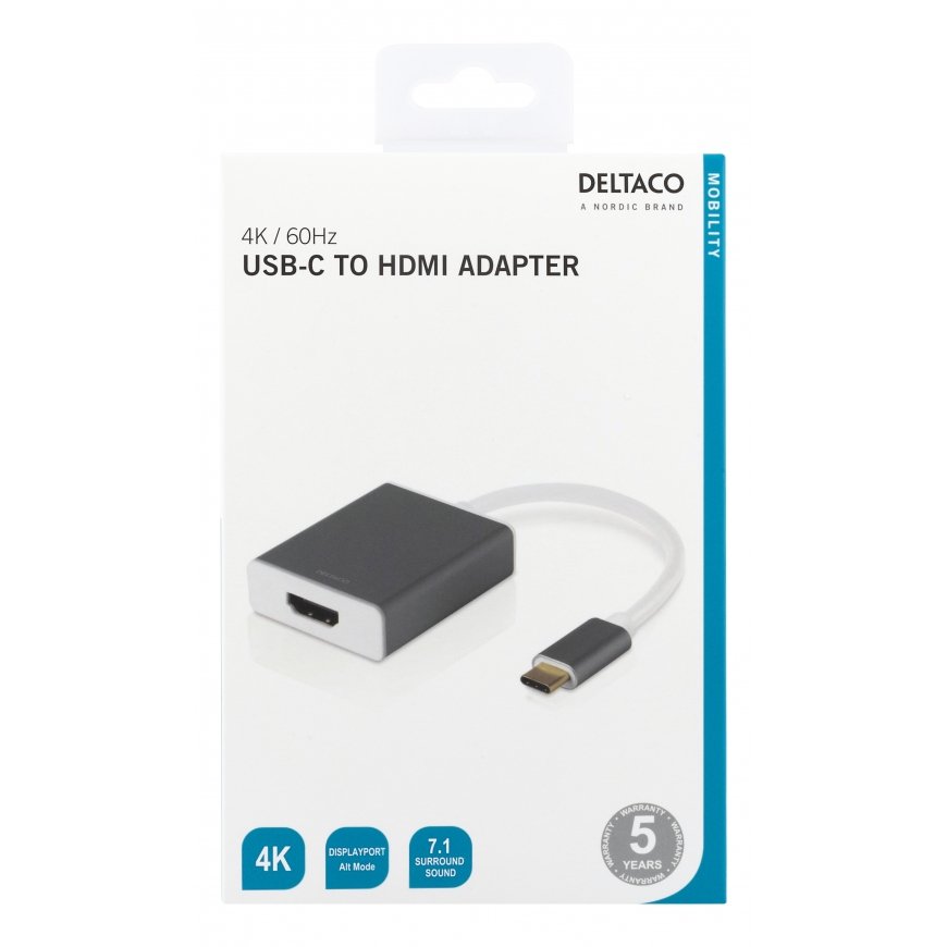 Deltaco USBC-HDMI9 video kabeļu aksesuārs 0