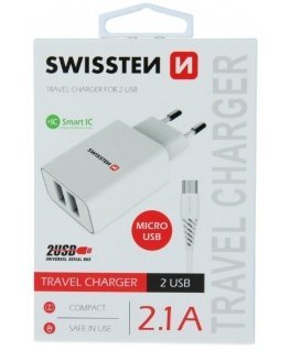 Swissten charger 2x USB-A 3 A (22051000)
