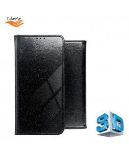 TakeMe 3D-Crystal Shine Magnetic fix Book Case for Samsung Galaxy A72 (A726) 5G Black
