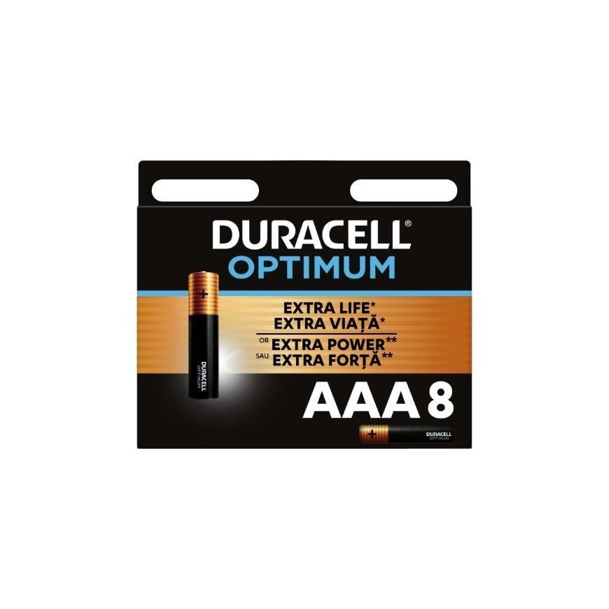 Baterijos DURACELL Optimum, AAA, 8 vnt.