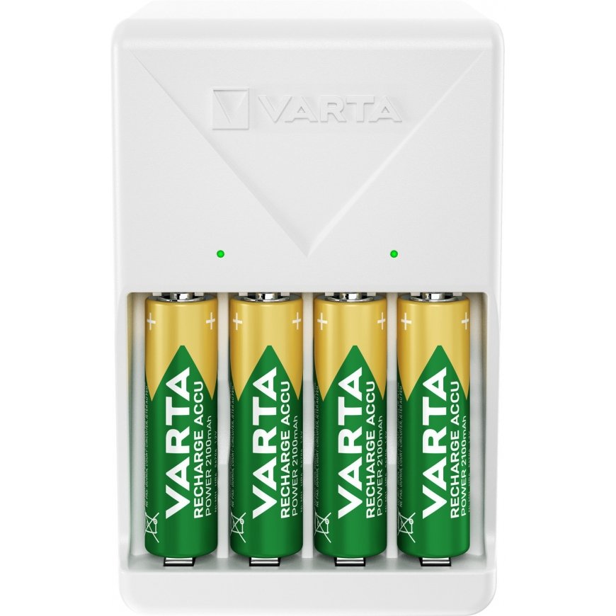 VARTA Plug Charger -latauslaite + 4 x AA 2100mAh (57606) akkuparistoja – 2