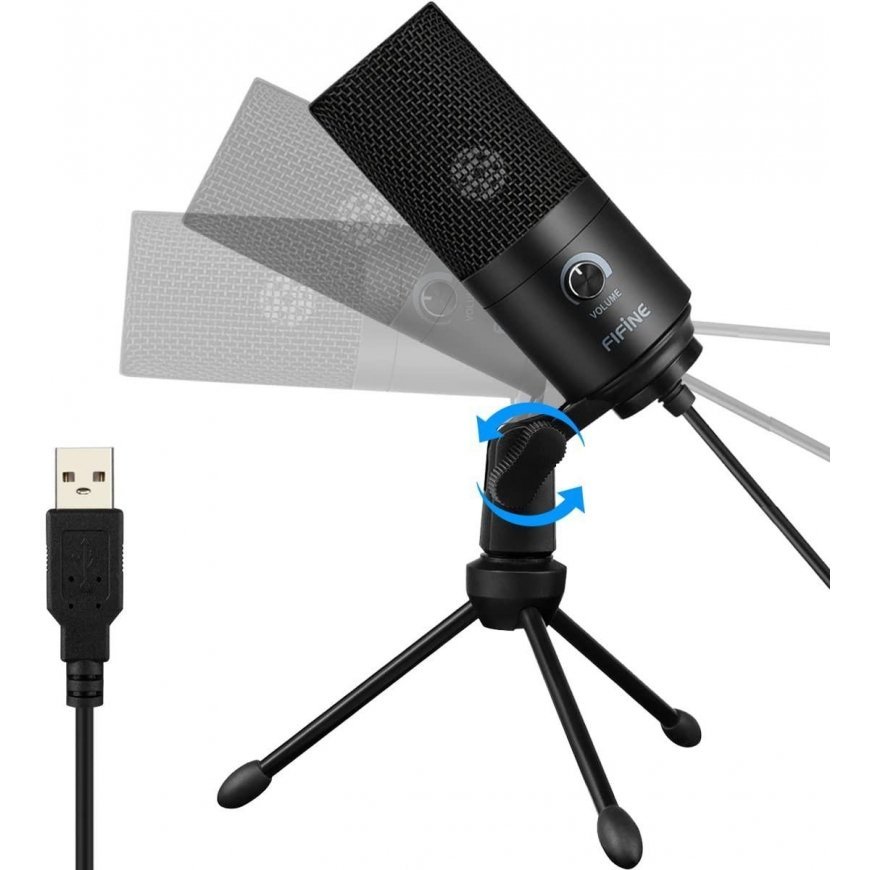 Set: Condenser Microphone FIFINE K669B Black (Black) – 3