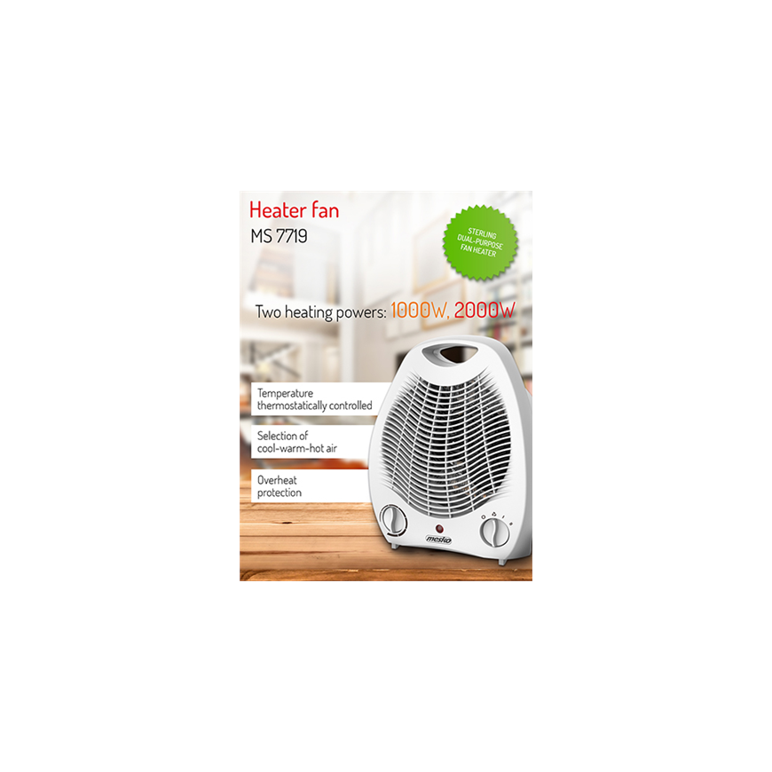Mesko Heater MS 7719 Fan heater, 2000 W, White – 3