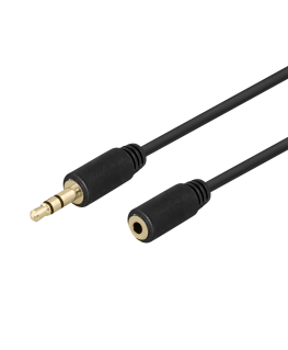 Audio cable DELTACO 3.5mm, gold-plated, 1m, black / MM-159-K / 00180011