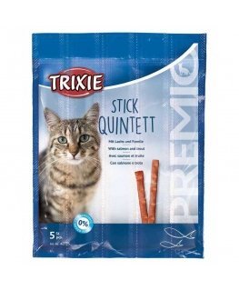 SNACKI Premio STICKS LAŠIS / FORELE, 5 × 5 g