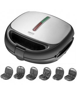 Sumuštinių keptuvas Camry Sandwich maker 6 in 1 CR 3057 1200 W, Number of plates 6, Juodas/Sidabrinis