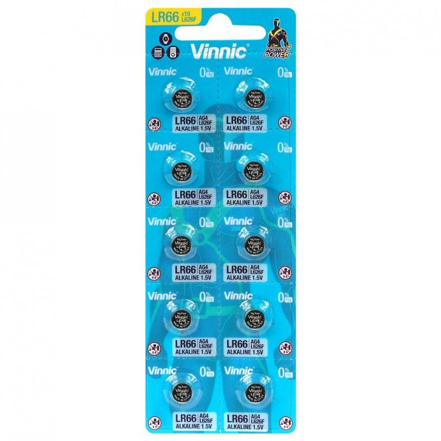 Alkaline mini battery Vinnic G4 / AG4 / L626 / SR626 / 377 / LR66 / LR626 10 pcs.