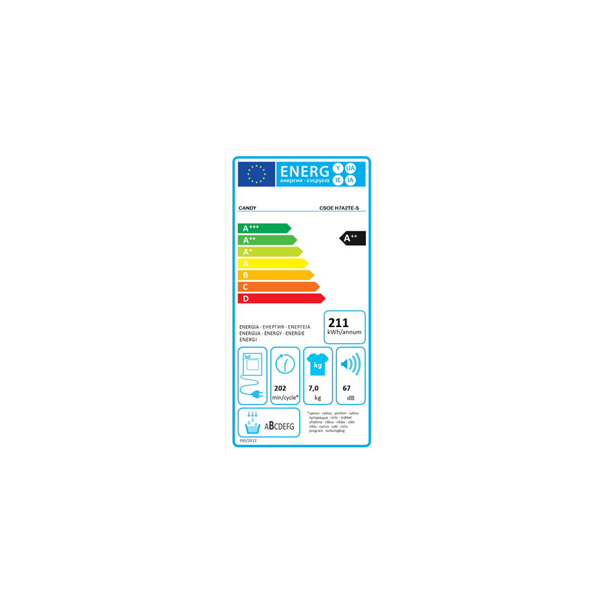 Dryer Candy Dryer Machine CSOE H7A2TE-S Energy efficiency class A++, Front loading, 7kg, LED, Depth 58.5 cm, White – 6