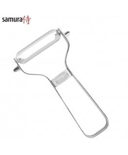 Samura Sharp & Effortless Metal Vegetable Peeler with serrated 61mm blade from Japan steel Silver