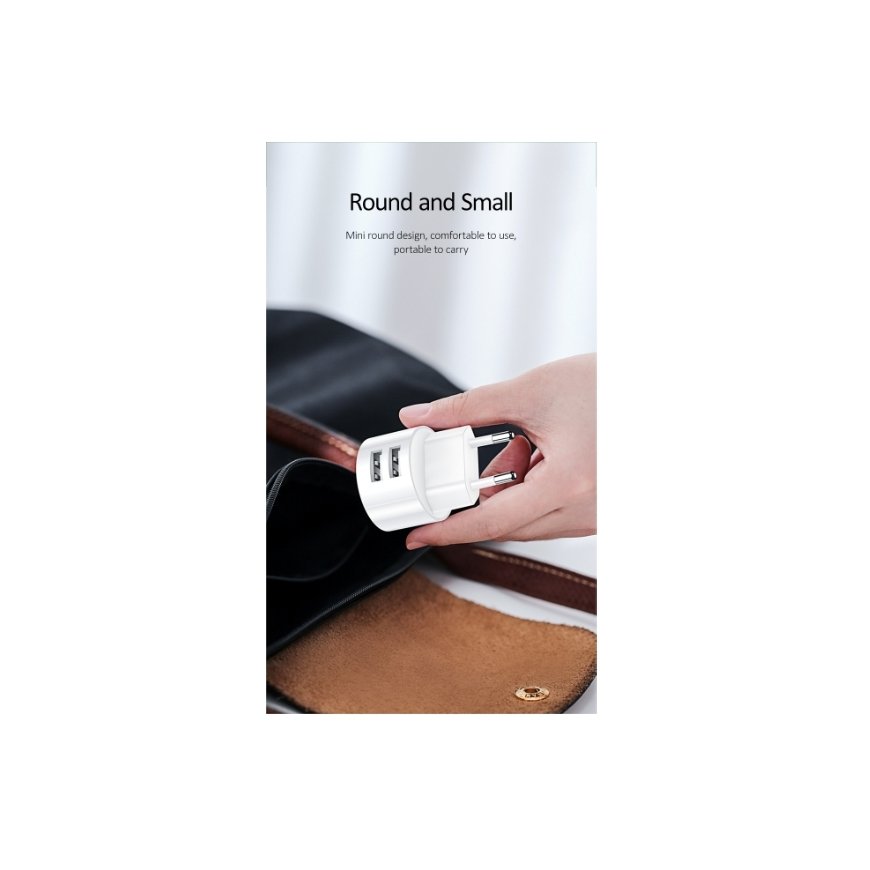 Usams US-T20 Round Shape Mini Compact 2.1A Travel charger White – 3