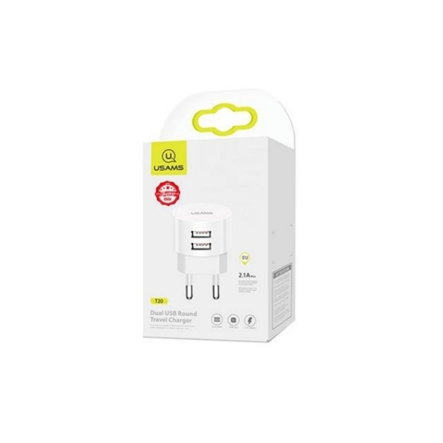 Usams US-T20 Round Shape Mini Compact 2.1A Travel charger White – 5
