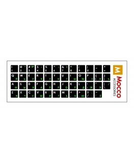 Mocco Keyboard Sticks ENG / RU With Laminated Waterproof Level White / Green