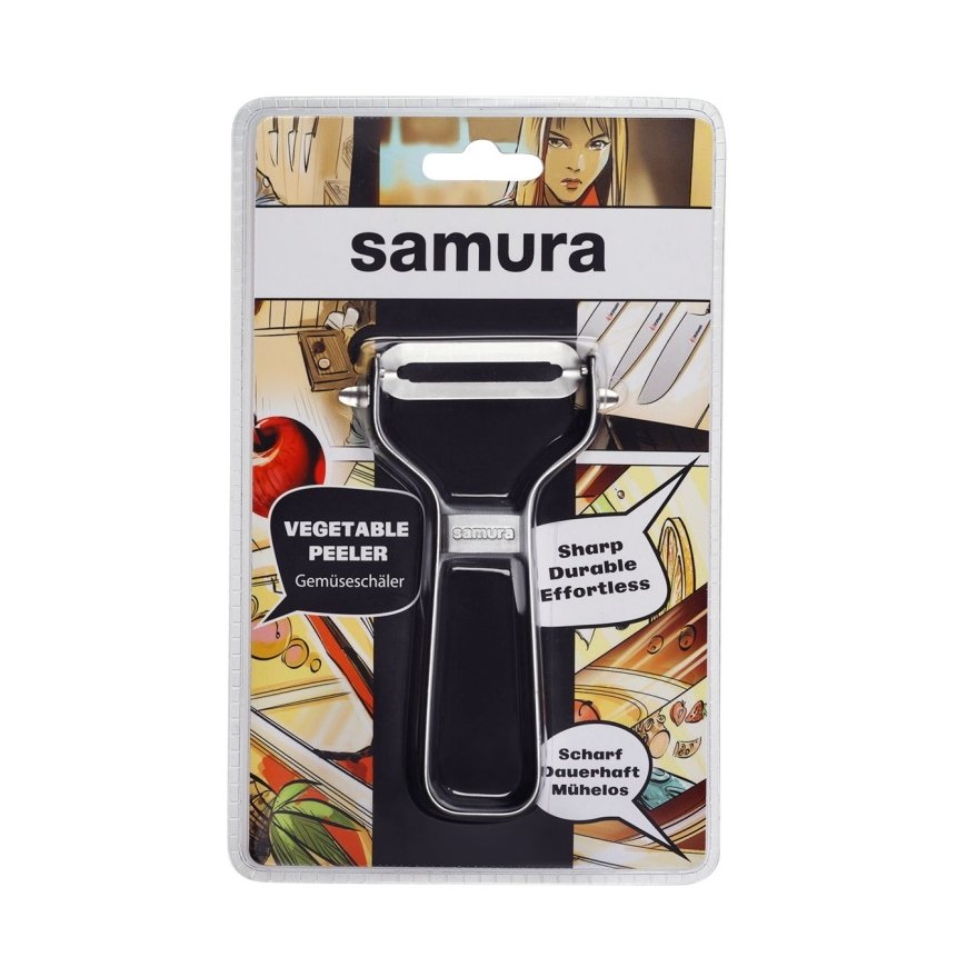 Samura Ass & Ērti lietojams Metāla Dārzeņu mizotājs pīleris ar taisnu asmeni 61mm no Japāņu metāla Sudraba – 4