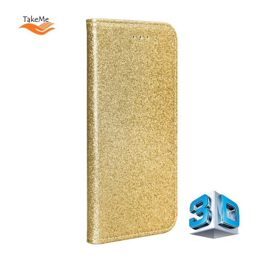 TakeMe 3D-Crystal Shine Magnetic fix Book Case for Samsung Galaxy S21 (G991B) Gold