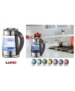 Toya Stiklinis arbatinukas - virdulys LUND, su temperatūros kontrole, LED apšvietimu, 1.7L