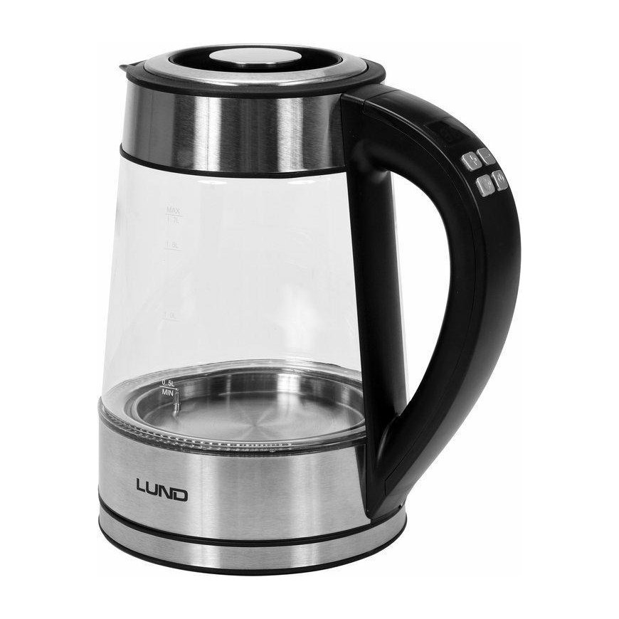 Toya Glass teapot - kettle LUND, with temperature control, LED lighting, 1.7L – 2