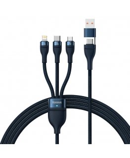 3in1 USB cable Baseus Flash Series 2, USB-C + micro USB + Lightning, 100W, 1.2m (blue)