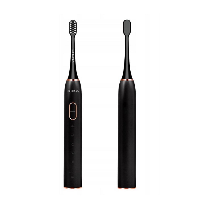Shona Pro Electric IPX7 Sonic Tooth Brush with with 5 modes / 3x Speed + travel case (2 heads included) Black – 2