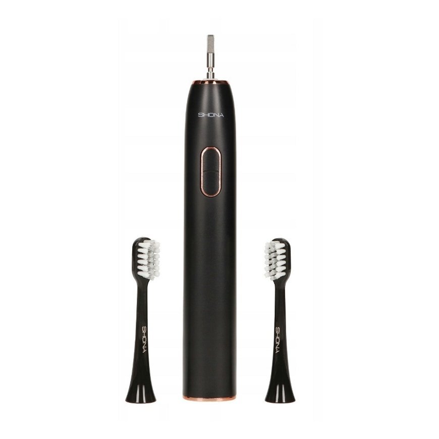 Shona Pro Electric IPX7 Sonic Tooth Brush with with 5 modes / 3x Speed + travel case (2 heads included) Black – 3