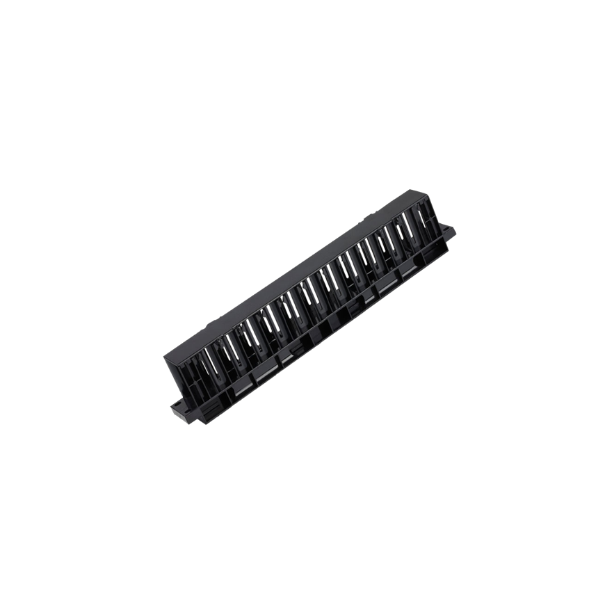 19 "Cable Handler, Plastic, Rounded Corners, Finger Channel and Entry, 1U, Black 19-22