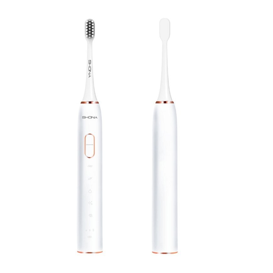 Shona Pro Elektriskā IPX7 Ultraskaņas zobu birste ar 5 režīmi / 3 ātrumi + ceļojuma maks (2 uzgaļi iekļauti) Balta – 2
