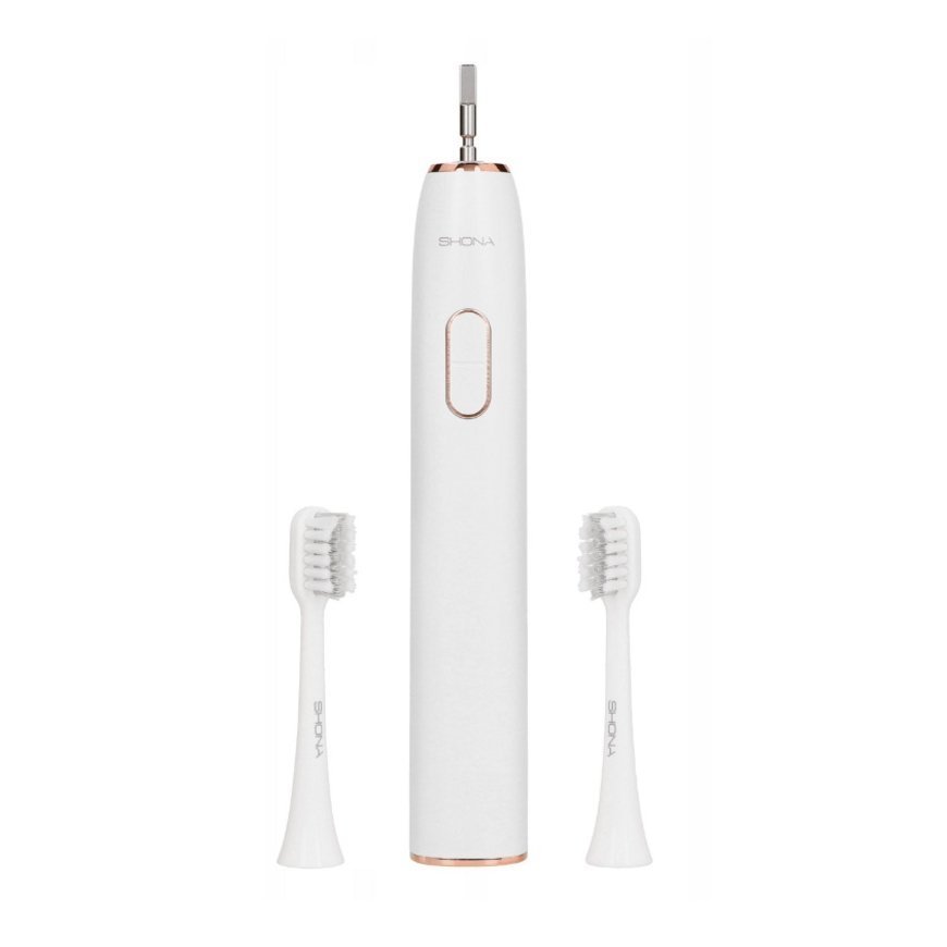 Shona Pro Electric IPX7 Sonic Tooth Brush with with 5 modes / 3x Speed + travel case (2 heads included) White – 4