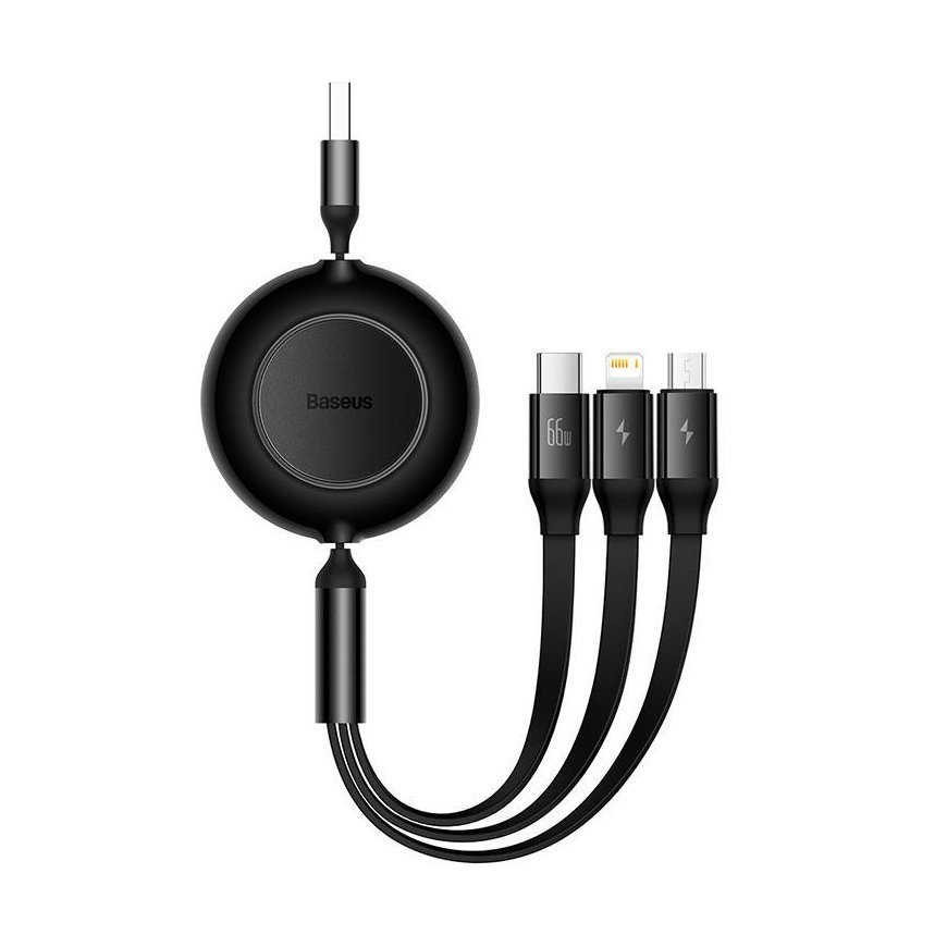 Baseus Bright Mirror 3, USB 3-in-1 cable for micro USB / USB-C / Lightning 66W / 2A 1.1m (Black)