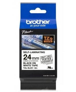 BROTHER TZESL251 24 MM Black ON White SELF LAMINATE