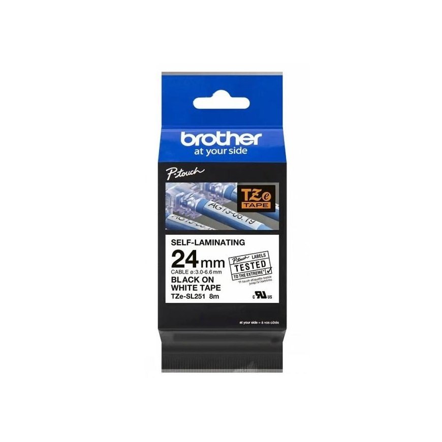 BROTHER TZESL251 24 MM Black ON White SELF LAMINATE
