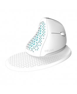 Wireless Ergonomic Mouse Delux M618XSD BT + 2.4G RGB (white)